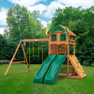 Mountaineer swing set 2024 with wood roof